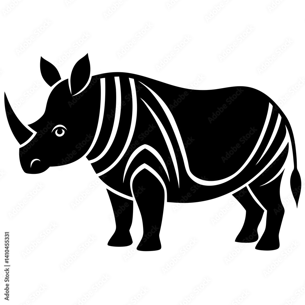Fototapeta premium Animal Rhinoceros silhouette vector illustrator