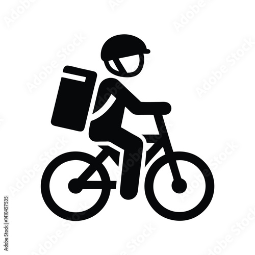 Courier on Bicycle with Box icon, Simple Delivery icon