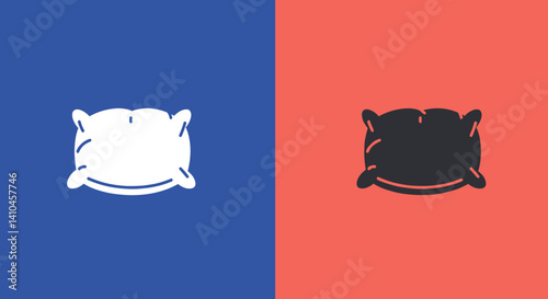 A minimalist vector illustration of a pillow displayed against a dual-colored background