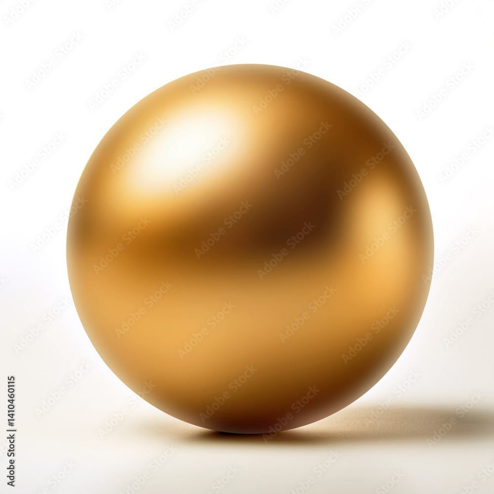 Fototapeta premium Złota, błyszcząca kula na białym tle