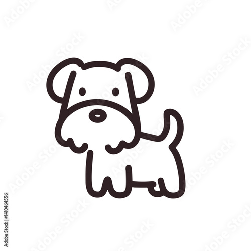 Cute Cartoon Miniature Schnauzer with Playful Expression in Minimalistic Design