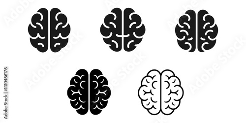 Human Brain on the White Background. Hand Drawn.Vector Illustration. Outline of a brain on the white background, Brain Symbol, Human brain black silhouette illustration, brain sign symbol vector glyph