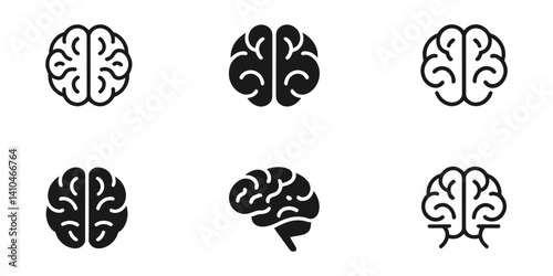 Human Brain on the White Background. Hand Drawn.Vector Illustration. Outline of a brain on the white background, Brain Symbol, Human brain black silhouette illustration, brain sign symbol vector glyph