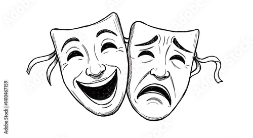 Happy and sad masks illustration