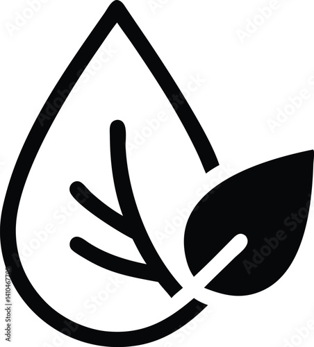 Eco-Friendly Water Drop and Leaf Icon