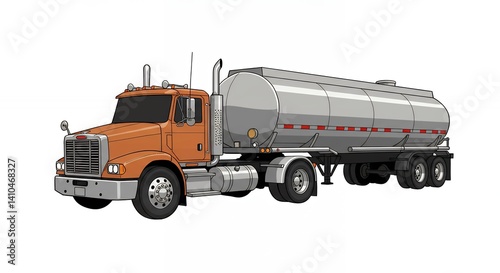 Orange tanker truck illustration transportation