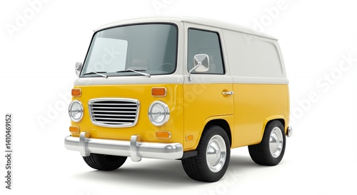 Retro vintage yellow van classic design illustration