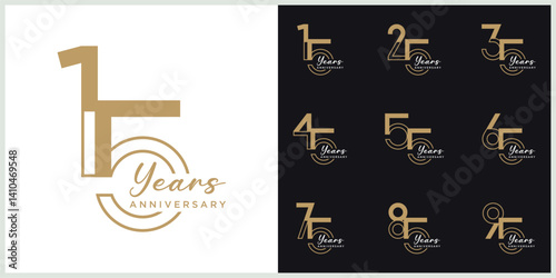 anniversary set logotype vector with brown and white color for special celebration day