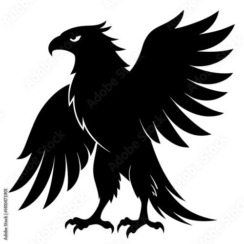 Eagle full black silhouette vector illustration