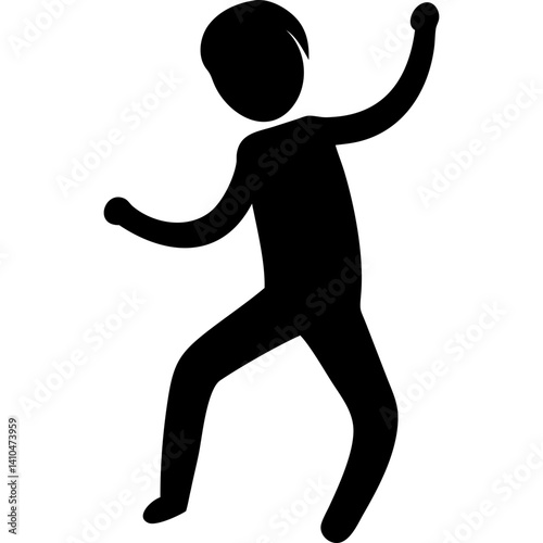 Dancing boy black silhouette on white background vector illustration
