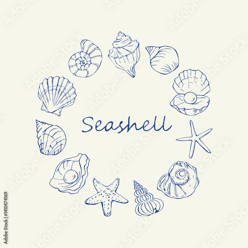 vector illustration of an seashell frame