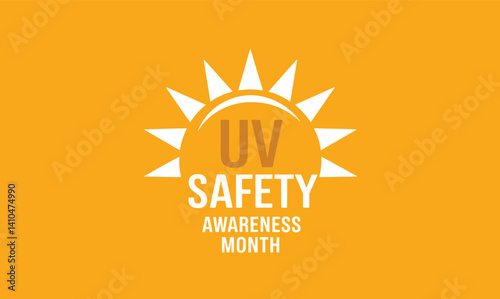 UV Safety Awareness Month is celebrated in July. Vector illustration banner highlighting the effects of ultraviolet light exposure on skin and promoting sun safety awareness.