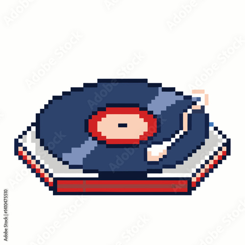 Retro Pixel Art Vinyl Record Player Nostalgic 8 Bit Music Illustration