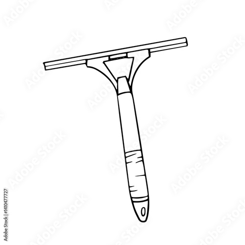 window squeegee tool doodle sketch drawing with a rubber blade and handle, used for cleaning windows, mirrors, and smooth surfaces. Ideal for icons or coloring