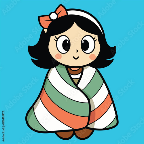 Cute Papillon Girl Wearing  Blanket 