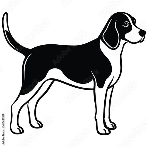 Cute beagle puppy, a brown and white canine friend, isolated as a vector illustration