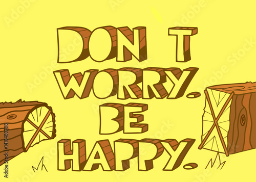 Unique triangular letter design with the uplifting quote “Don’t worry. Be happy.” Perfect for modern typography lovers and creative digital projects.