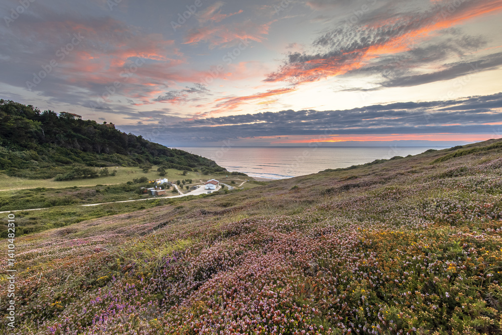 Fototapeta premium Sunset over Erretegia Beach Bidart France