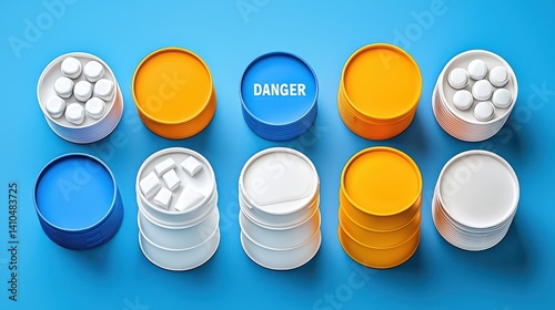 Toxic materials warning safety hazard visual guide clean background straight-on view awareness concept