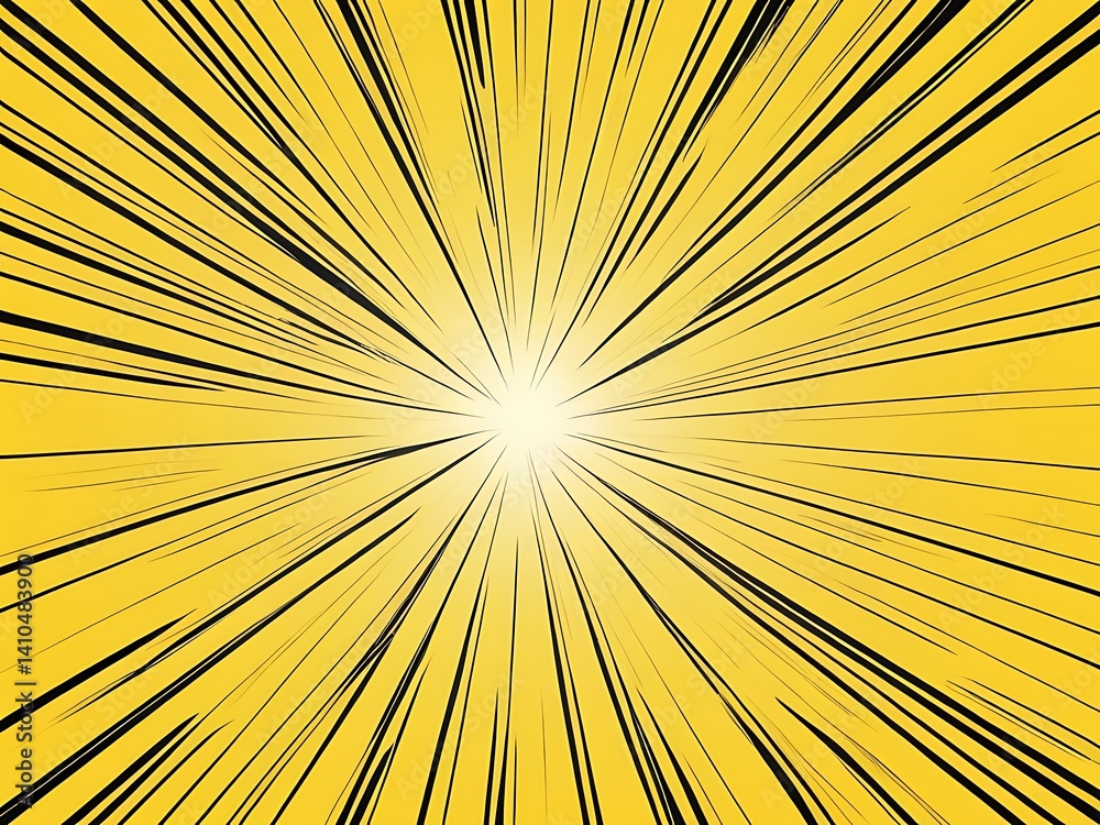 Obraz premium Full Frame Of Vibrant Yellow Comic Zoom Radial Lines Background