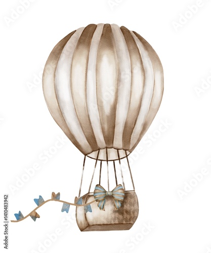Vintage balloon design with bow and ribbon for decor and craft projects