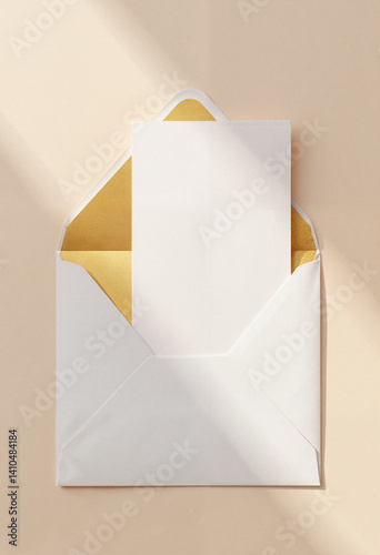 Blank envelope with letter on soft background  