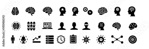 Neurotechnology & Brain Science Icons Set