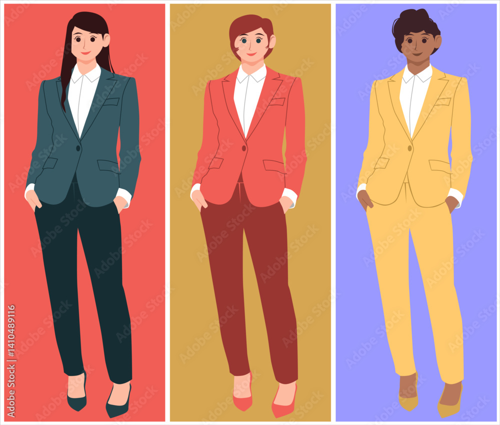 vector cartoon of Corporate Woman, girl power, Stylish Office Lady flat illustration design vector cartoon of Corporate Woman, girl power, Stylish Office Lady flat illustration design