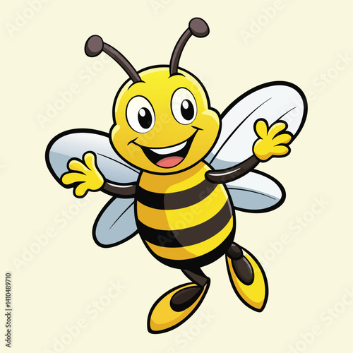 Buzzing cartoon bee vector art with playful and fun expression