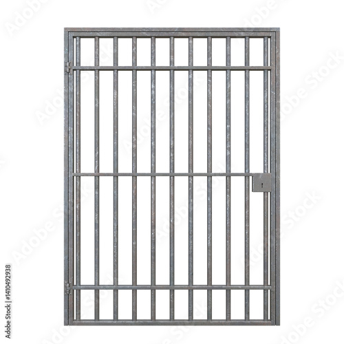 Old Jail Door, 3d illustration isolated on white background
