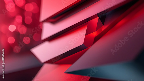 Red Abstract Geometric Background with Grunge Texture and Diagonal Layers | Modern Red Art Design