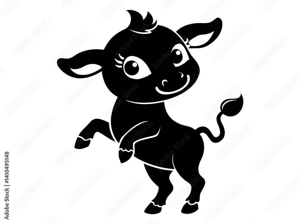 Fototapeta premium Cute Dancing Calf Vector & SVG, Calf Silhouette Vector Design