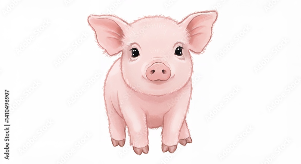 Cute pink piglet illustration adorable baby pig Cute pink piglet illustration adorable baby pig