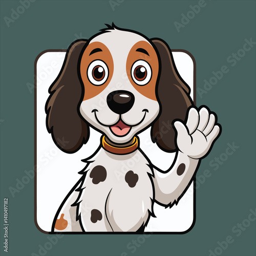 Cute  English Setter    in Welcoming Gesture 