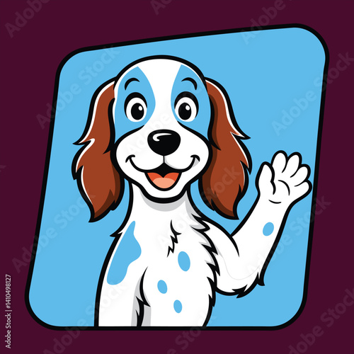 Cute  English Setter    in Welcoming Gesture 