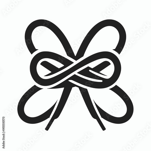 Shoelace Knot Silhouettes in black on a white background