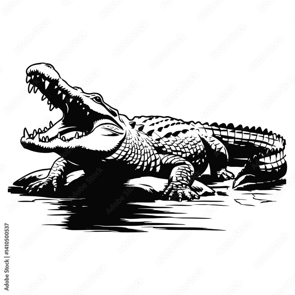 Obraz premium Crocodile vector black silhouette vector illustration
