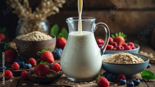 Oat milk derived from plants and free of lactose