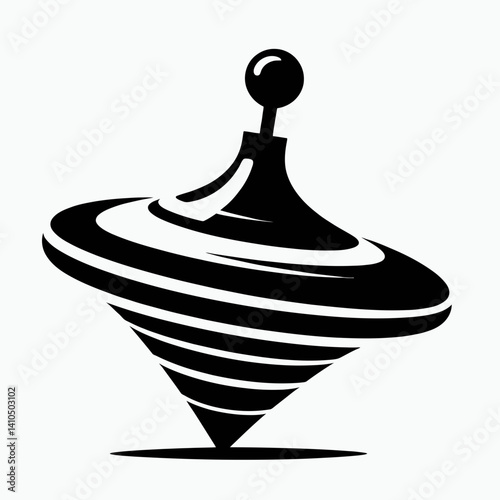 Spinning Top Silhouettes in black on a white background