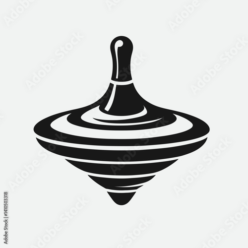 Spinning Top Silhouettes in black on a white background