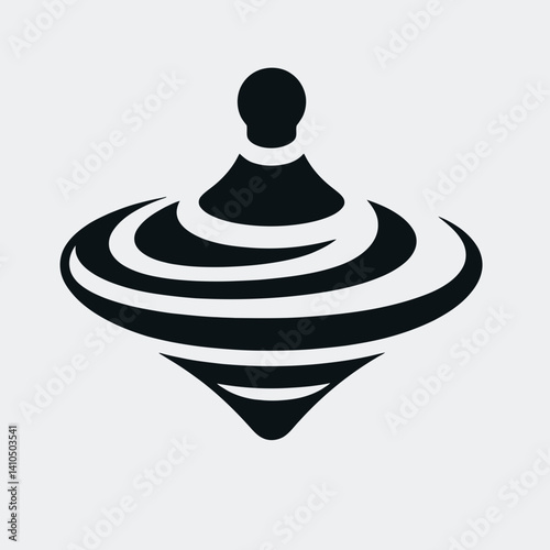 Spinning Top Silhouettes in black on a white background