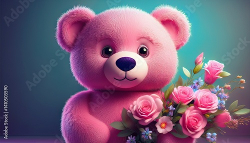 teddy bear with flowers