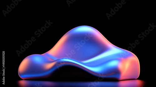 A smooth flowing abstract shape rendered with vibrant illuminating colors