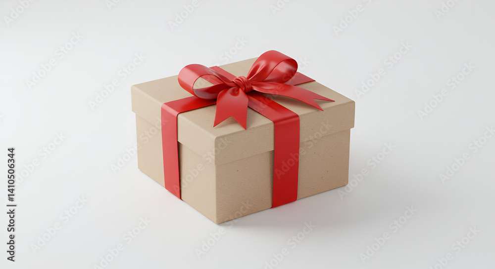 Gift box mockup with ribbon on a white background