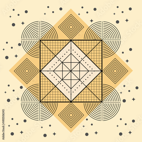 Geometric Mandala Vector with Sacred Line Patterns