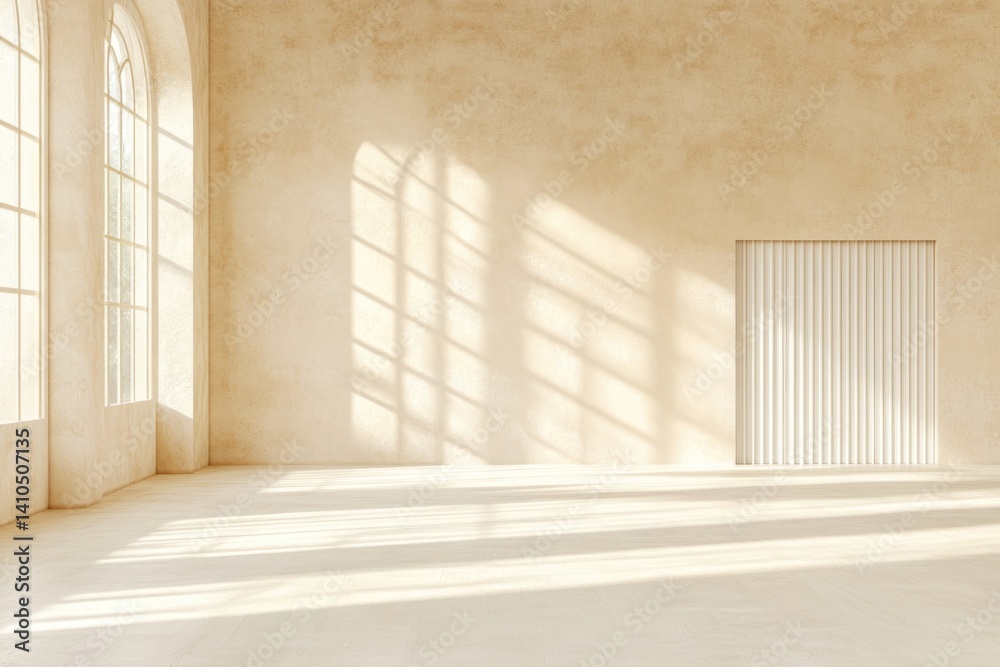 Bright Temporary Storage Room With Clean Walls and Large Windows Featuring Soft Shadows