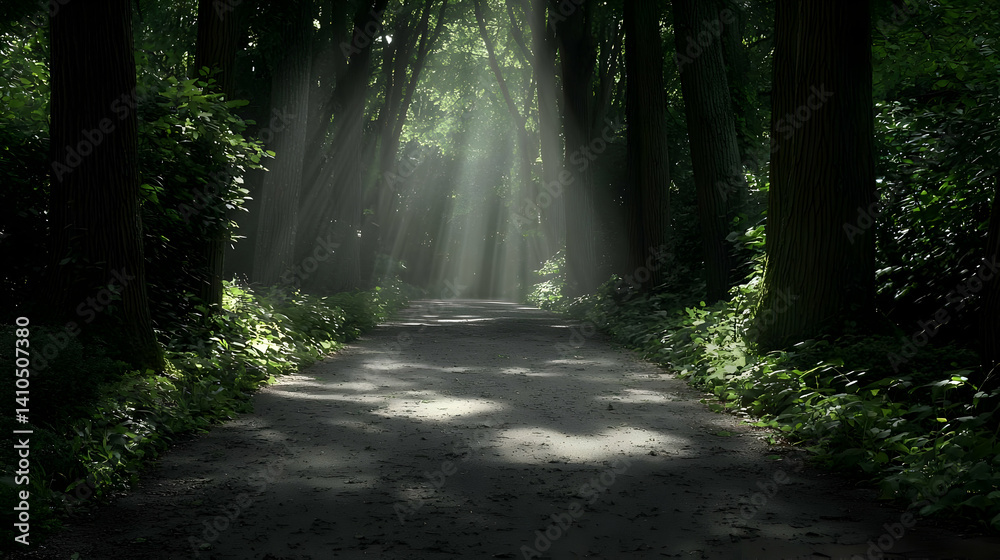 Obraz premium Sunlight Illuminating Forest Path