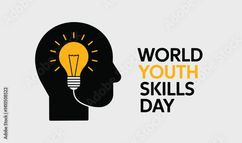 World Youth Skills Day, celebrated each July, Vector illustration. Great for education, empowerment, training, and youth development themed designs.