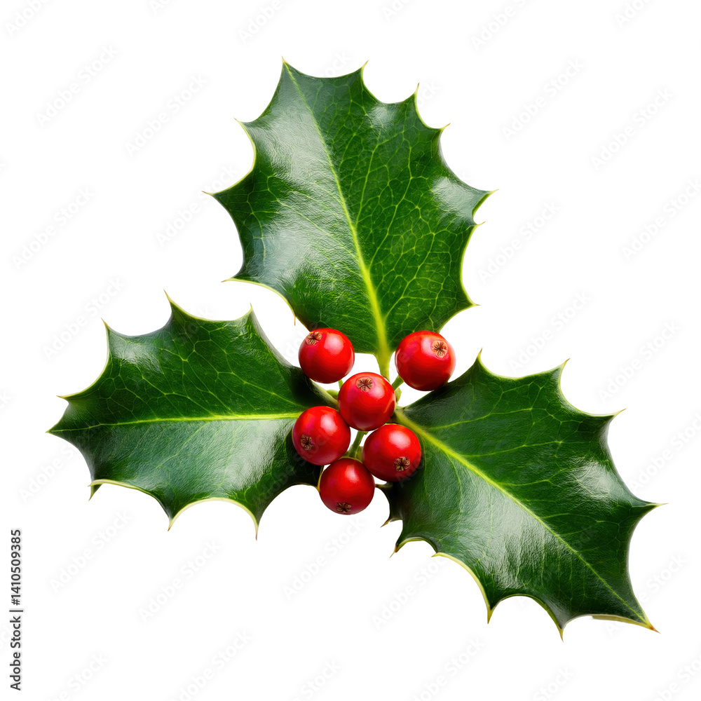 Fresh Holly Leaves with Red Berries for Holiday Decor and Festive Arrangements on transparent background Fresh Holly Leaves with Red Berries for Holiday Decor and Festive Arrangements on transparent background