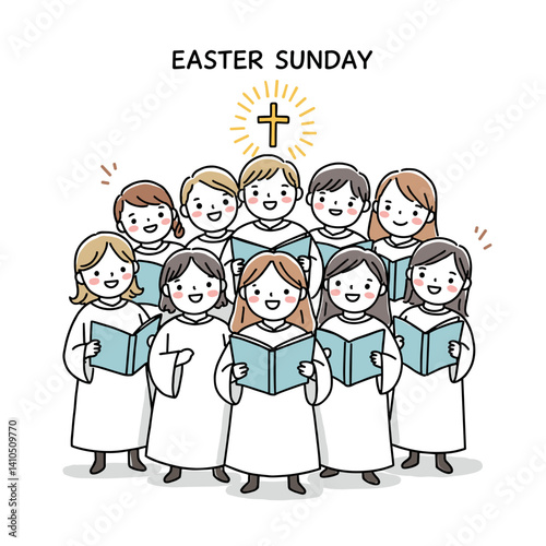 Choir members singing joyfully on Easter Sunday